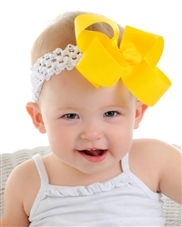 Basic Grosgrain White Crochet Baby Headband