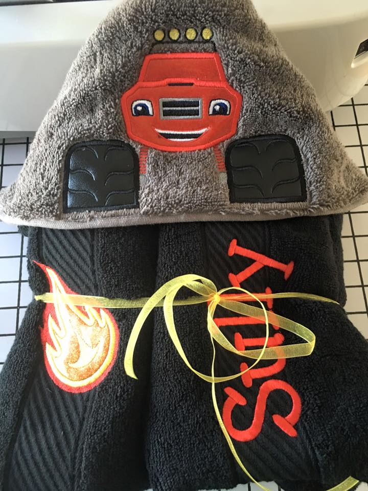 Blazing Monster Truck Hooded Towel