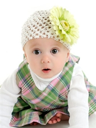 Light Green Gerber Daisy Crochet Baby Hat