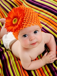 Orange Gerber Daisy Crochet Baby Hat