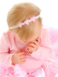 Pink Sequin Hearts Newborn Headbands