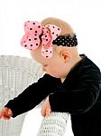 Pink and Black Polka Dots Crochet Baby Headband