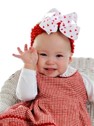 Red and White Hearts Crochet Toddler Headband
