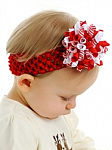 Red and White Korker Baby Headband