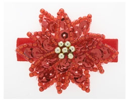 Sequin Red Flower Hair Clippy