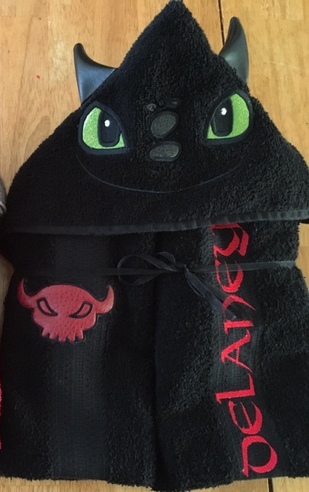 Black Dragon Hooded Towel