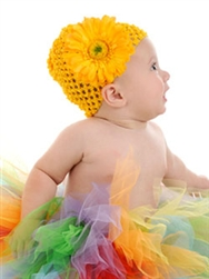 Yellow Gerber Daisy Crochet Baby Hat