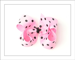 Pink and Black Polka Dots Big Girl Hair Bows