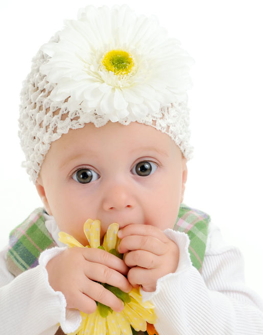White Gerber Daisy Crochet Baby Hat