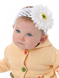 White Gerber Daisy Crochet Baby Headband