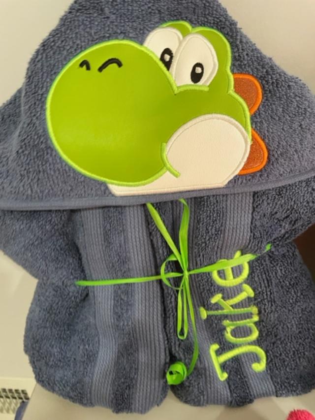 Green Gamer Dino Hooded Towel
